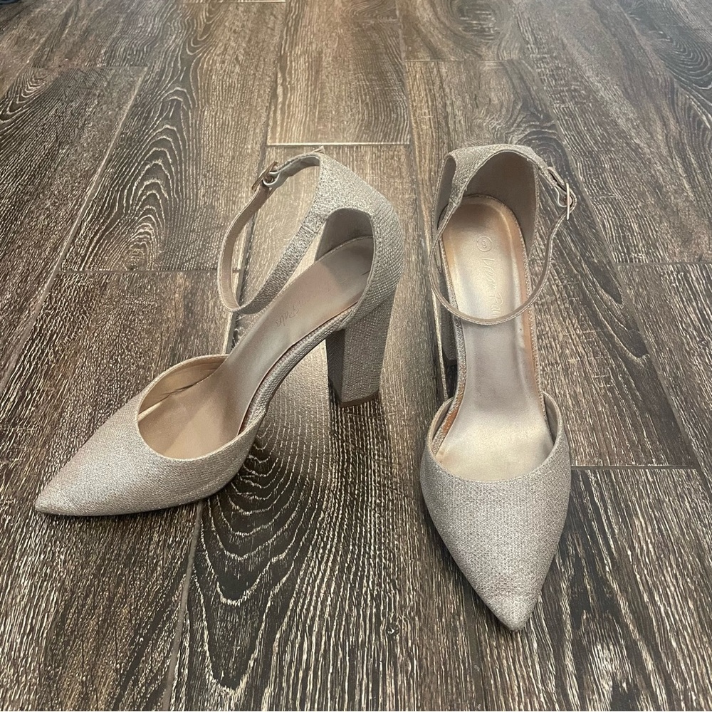 Elegant Champagne Ankle Strap Heels